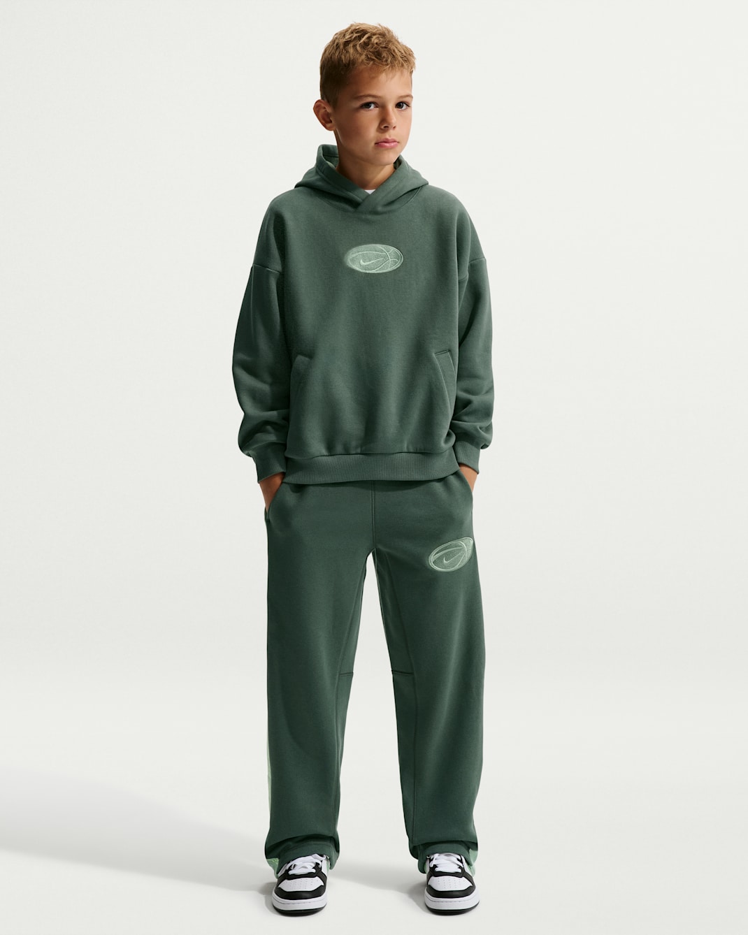 Nike Big Kids' Basketball Pants - Camo Green/Steam/Fennel