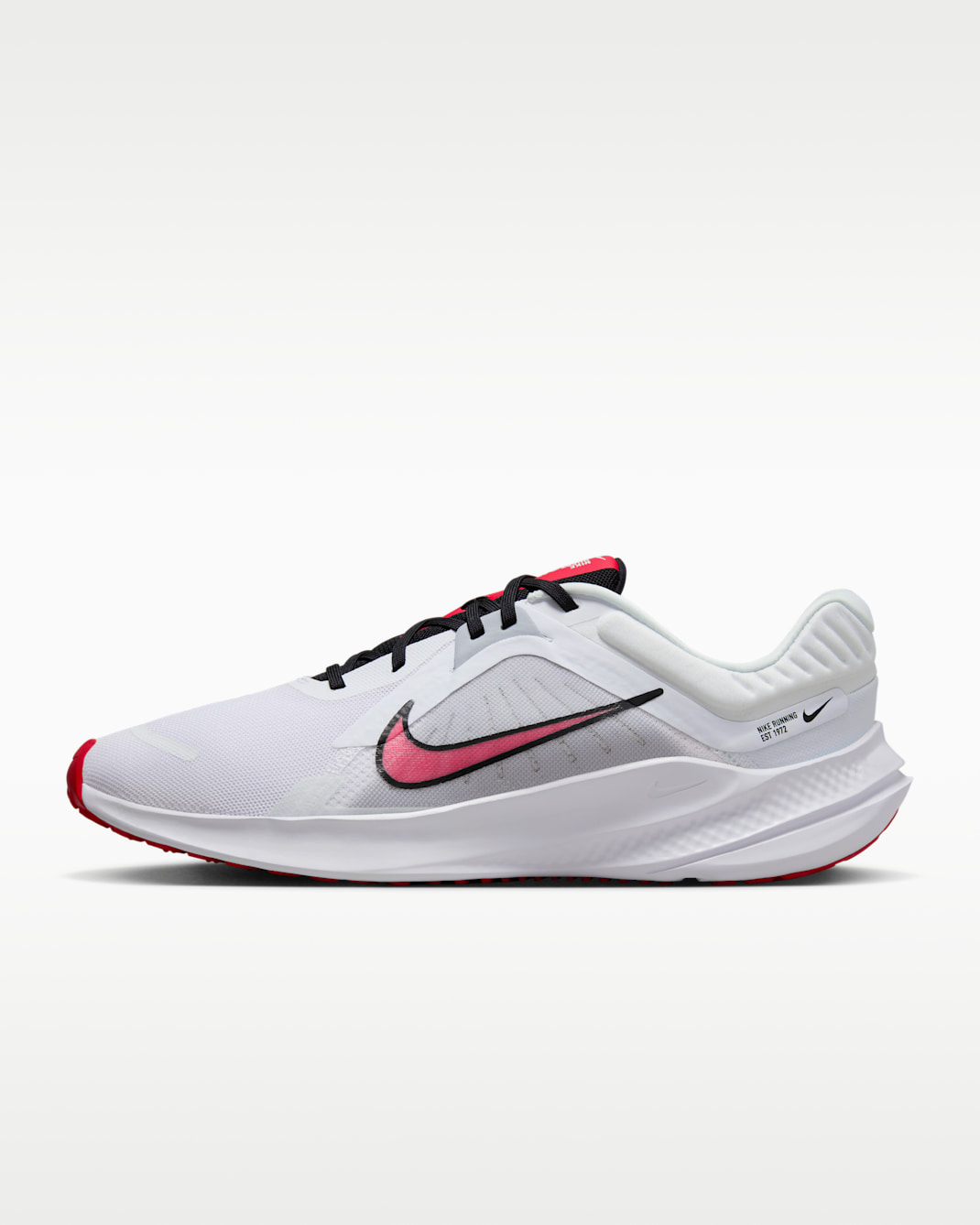 Nike Quest 5 Men's Road Running Shoes - White/Light Smoke Grey/Black/Fire Red