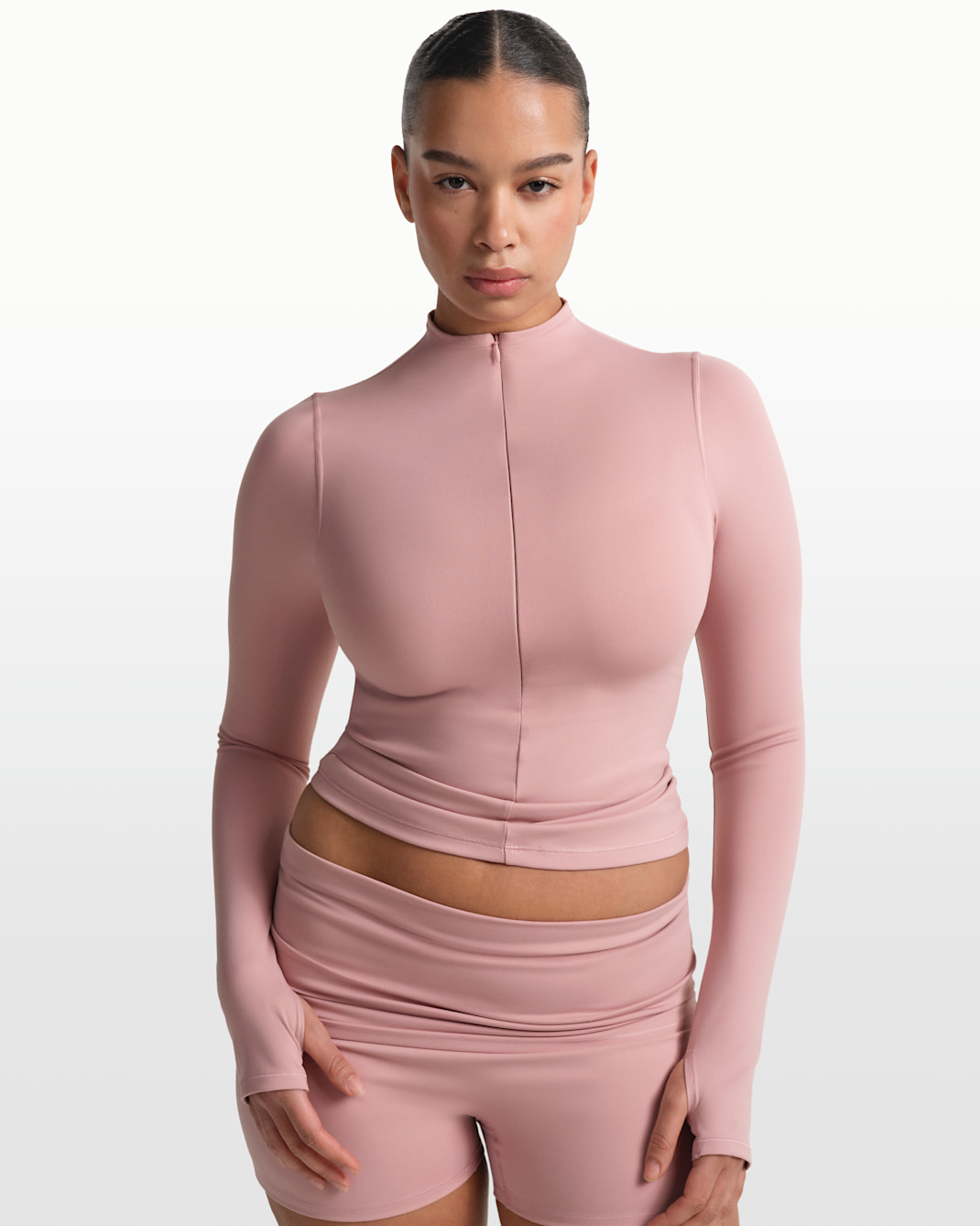 NikeSKIMS Matte Women's 1/2-Zip Mock-Neck Long-Sleeve Top - NSKM HIMALAYAN