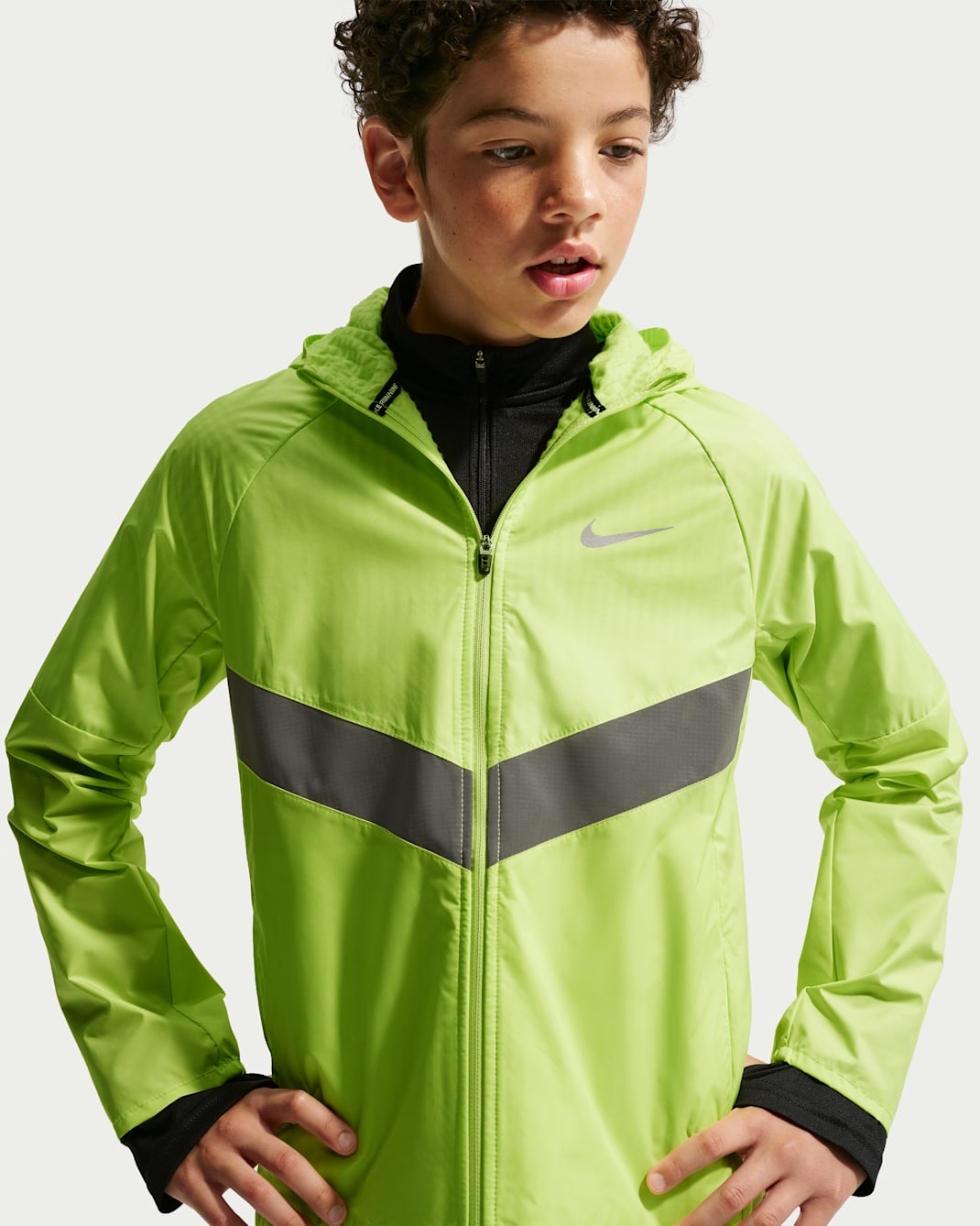 Nike Miler Big Kids' (Boys') Therma-FIT Water-Repellent Winterized Jacket - Light Lemon Twist/Black