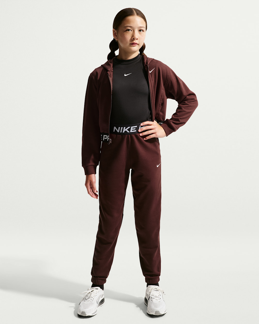 Nike Pro Fleece Big Kids' (Girls') Dri-FIT Joggers - Mystic Dates/Mystic Dates/Black/White