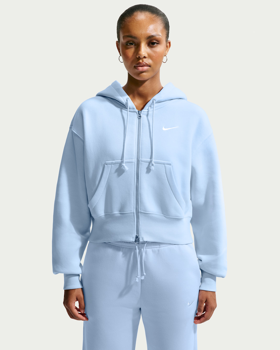 Nike Sportswear Phoenix Fleece Women's Loose Full-Zip Cropped Hoodie - Hydrogen Blue/Sail