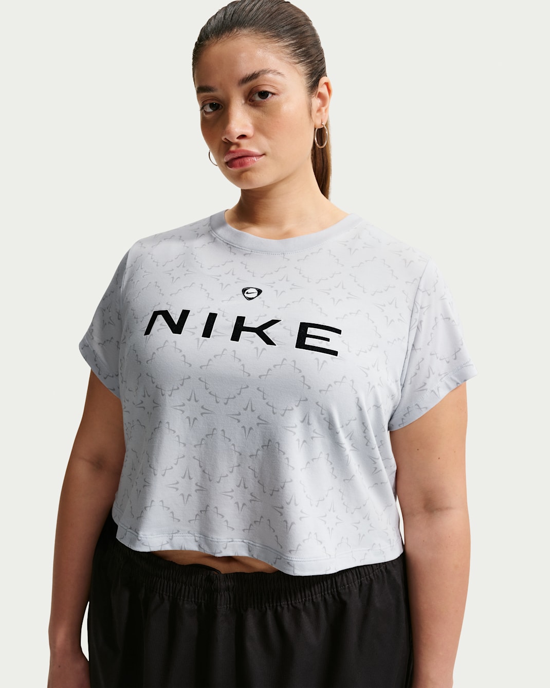 Nike Sportswear Chill Knit Women's Slim Cropped T-Shirt (Plus Size) - Pure Platinum/Light Smoke Grey