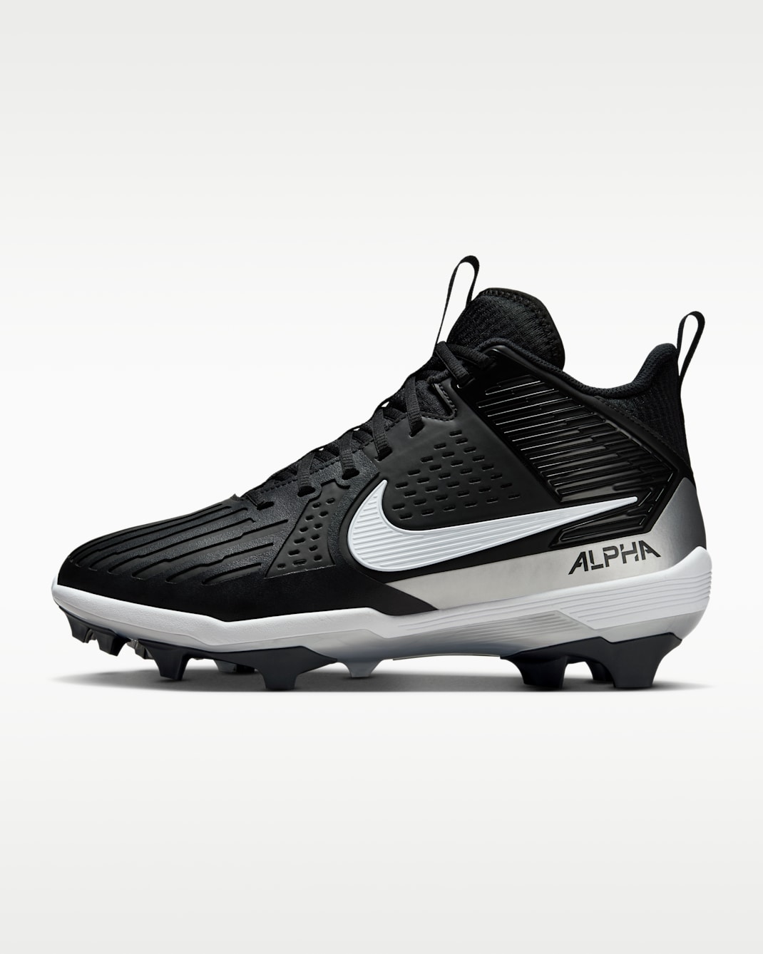 Nike Alpha Menace Strong Men's Football Cleats - Black/Metallic Silver/White