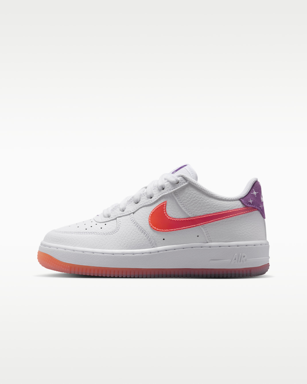 Nike Air Force 1 Big Kids' Shoes - White/Turf Orange/Bright Violet
