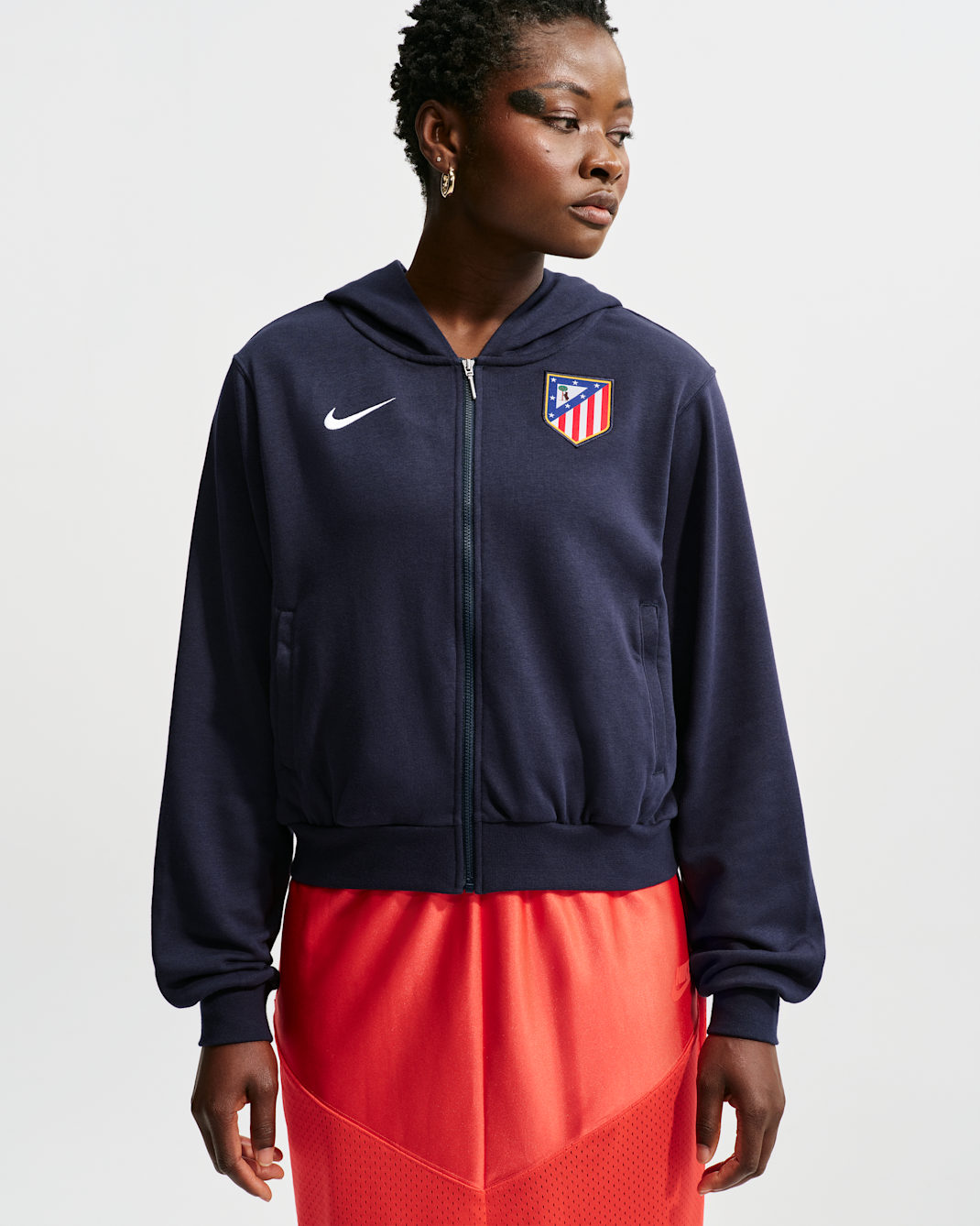 Atlético Madrid Chill Terry Women's Nike Football Full-Zip Hoodie - Obsidian/White