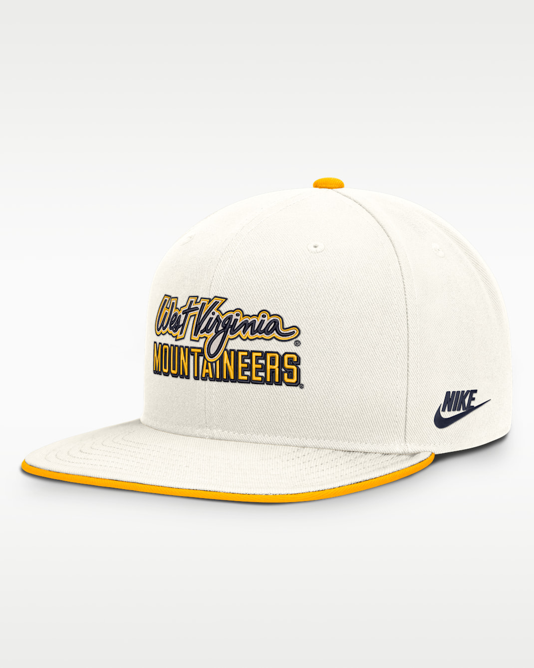 West Virginia Legacy Letter & Mascot Pro Men's Nike Dri-FIT College Adjustable Hat - White/Gold