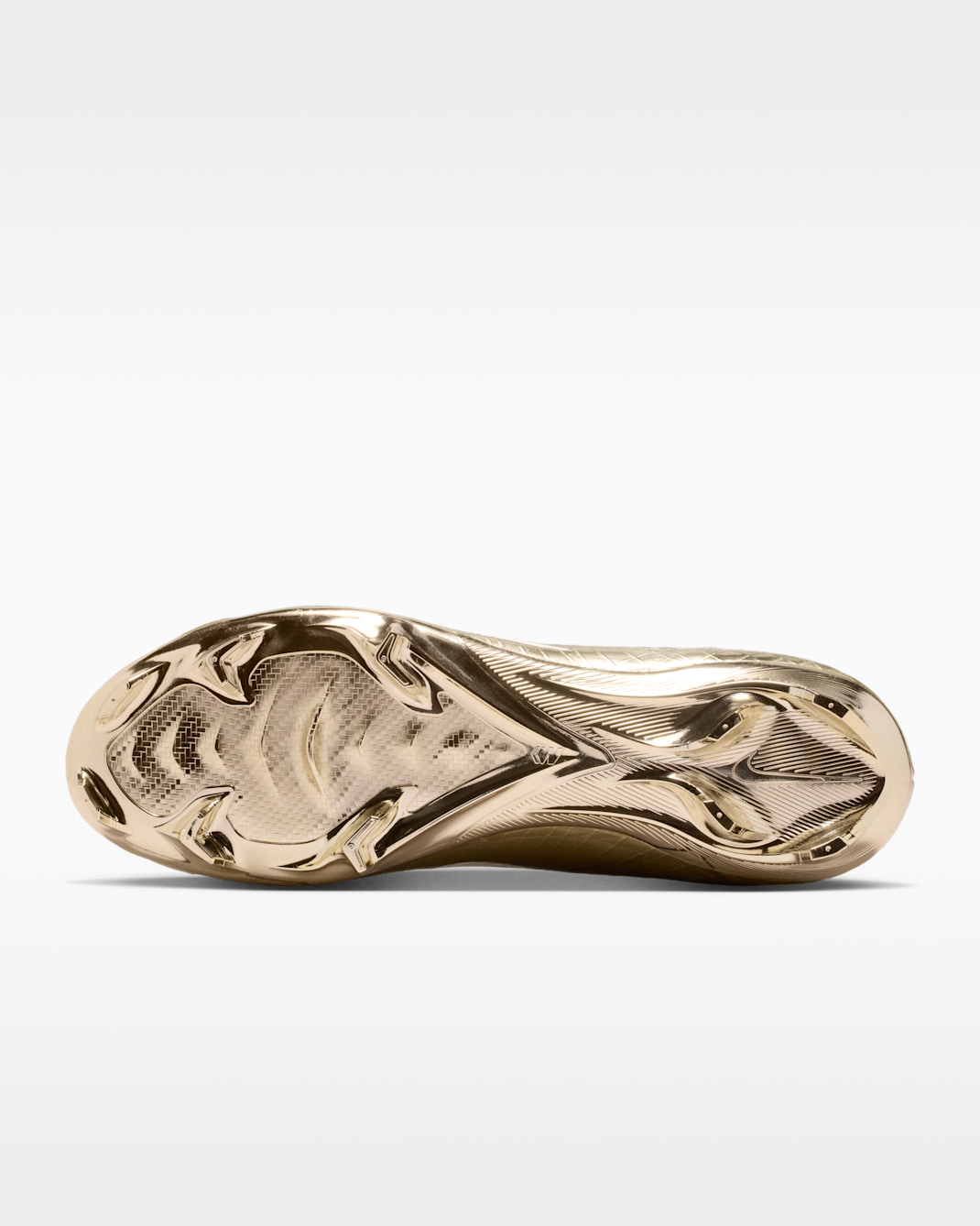 Cristiano Ronaldo x Nike Mercurial Superfly RGN Gold medial view showing tacky soft upper finish and gold detailing