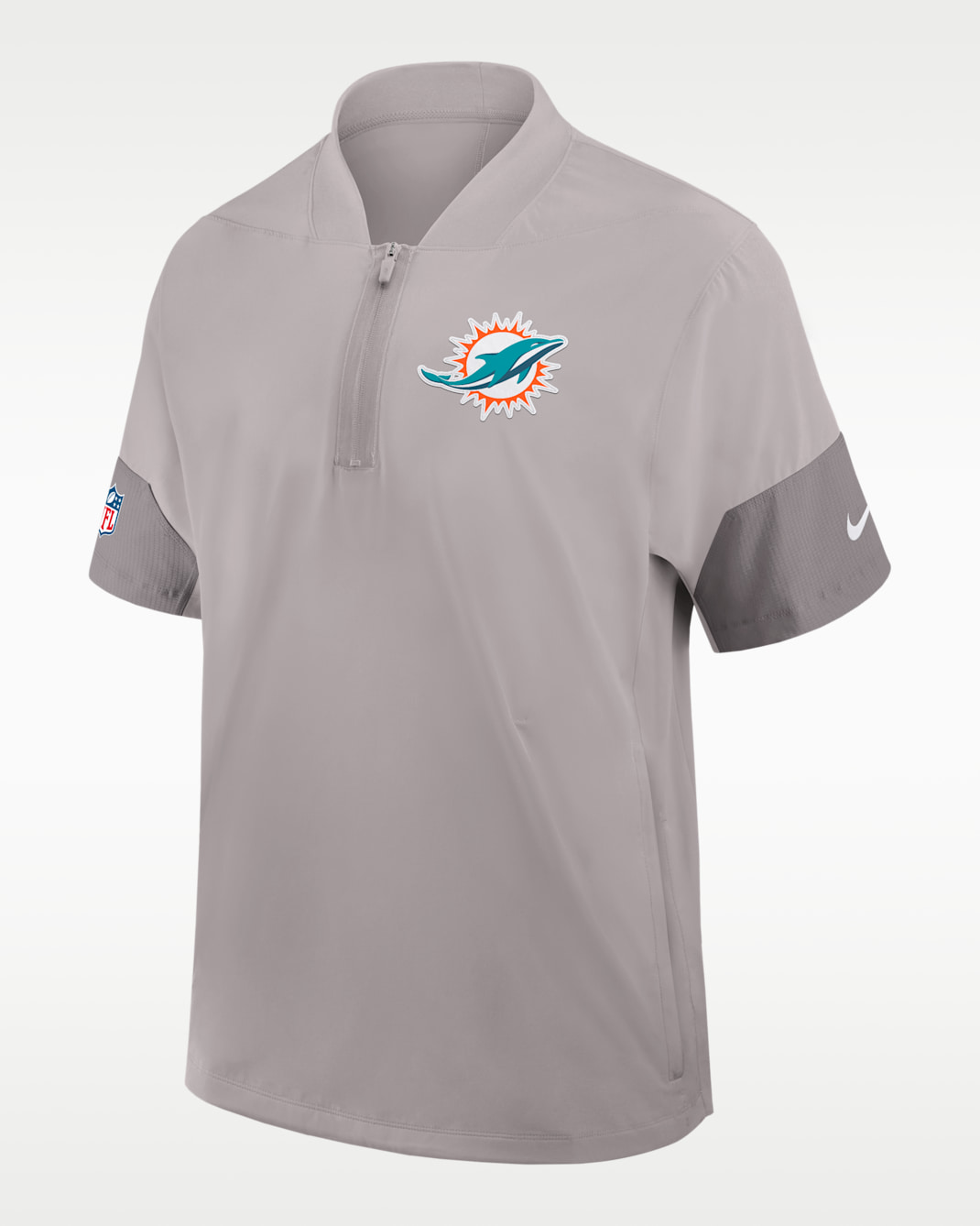 Miami Dolphins Sideline Coach Men's Nike NFL 1/2-Zip Short-Sleeve Jacket - Grey
