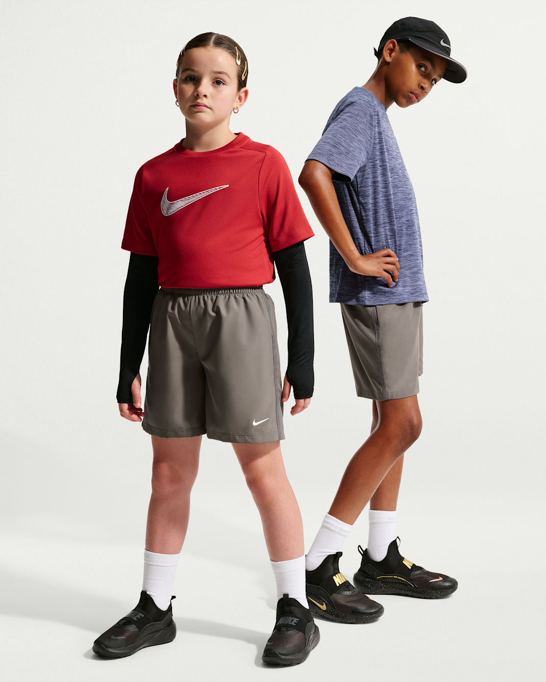 Nike Multi Big Kids' Dri-FIT Training Shorts - Cave Stone/White