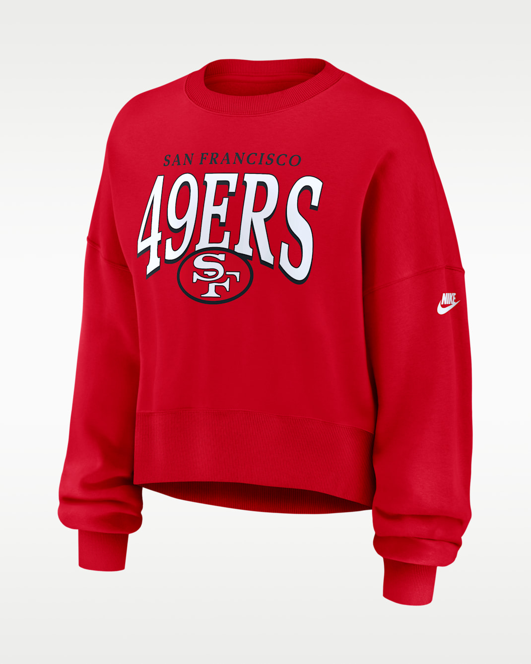 San Francisco 49ers Rewind Phoenix Women's Nike NFL Oversized Pullover Crew - Scarlet