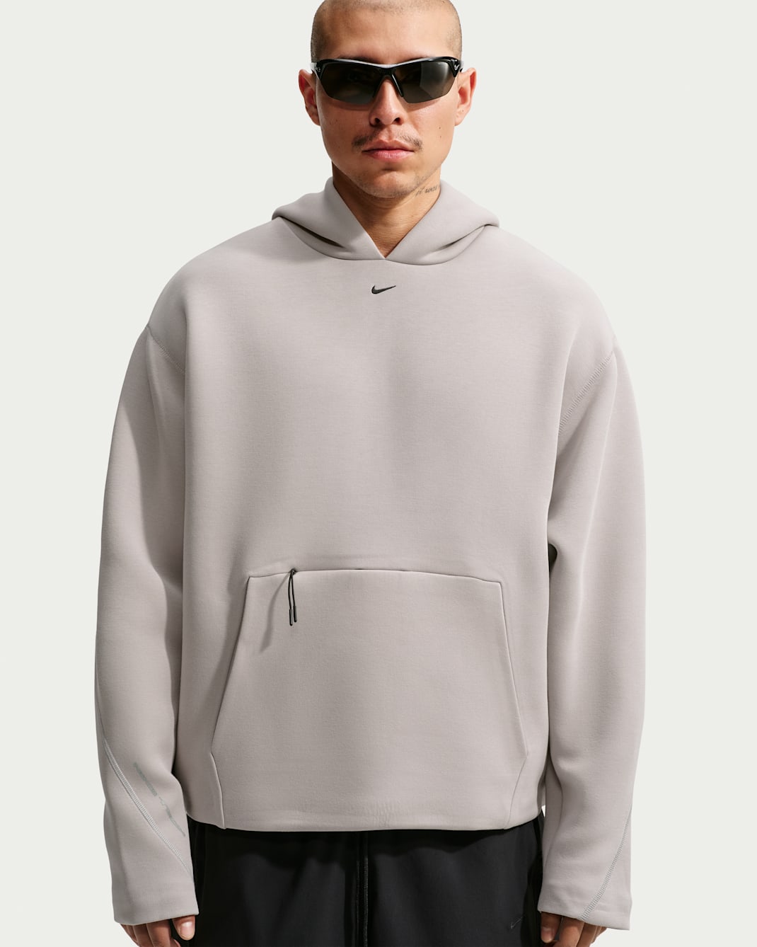 Sudadera con gorro sin cierre de tejido Fleece para hombre Nike Tech - Gris universitario/Negro