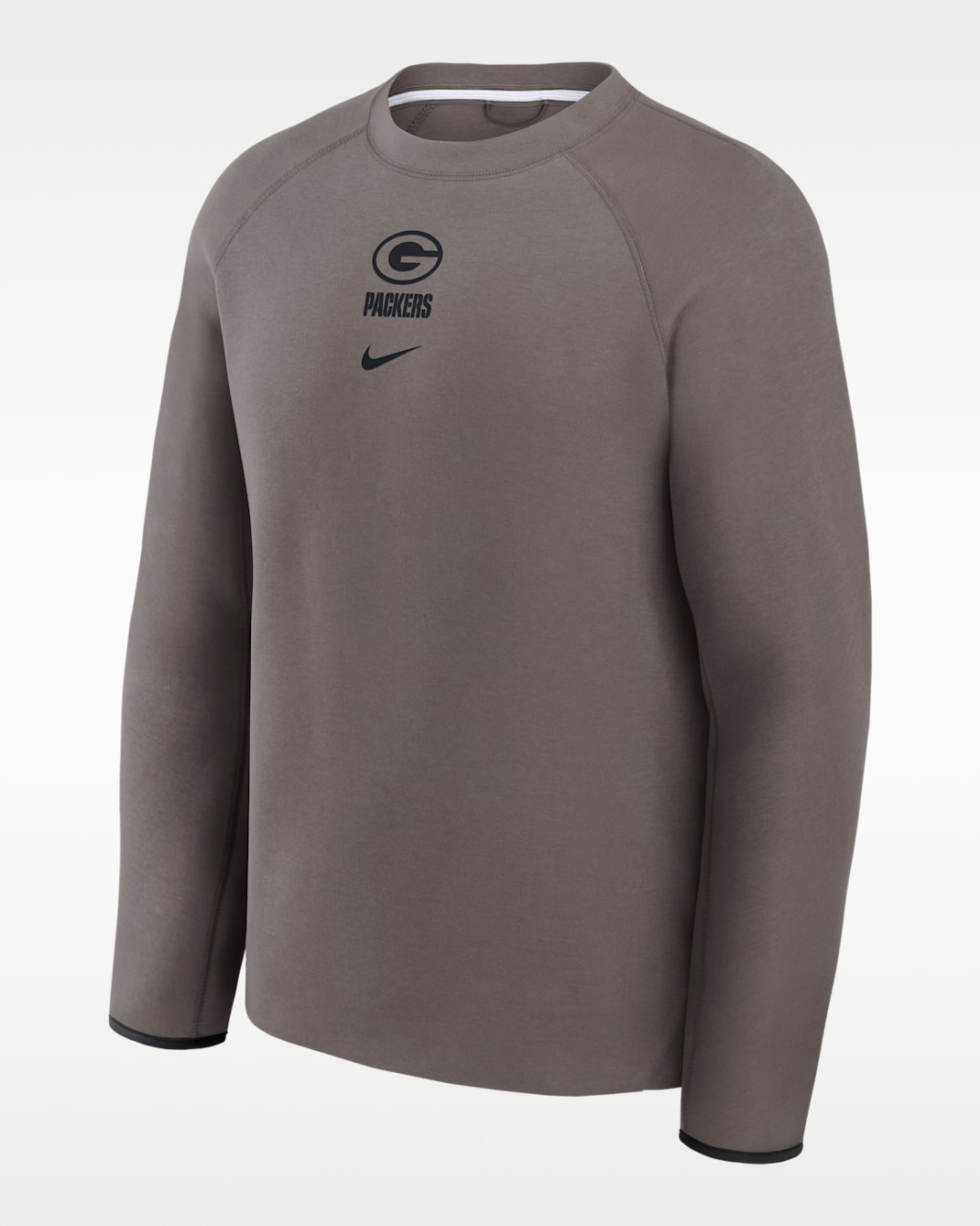 Green Bay Packers Tech Fleece Men's Nike NFL Pullover Crew - Charcoal/Black