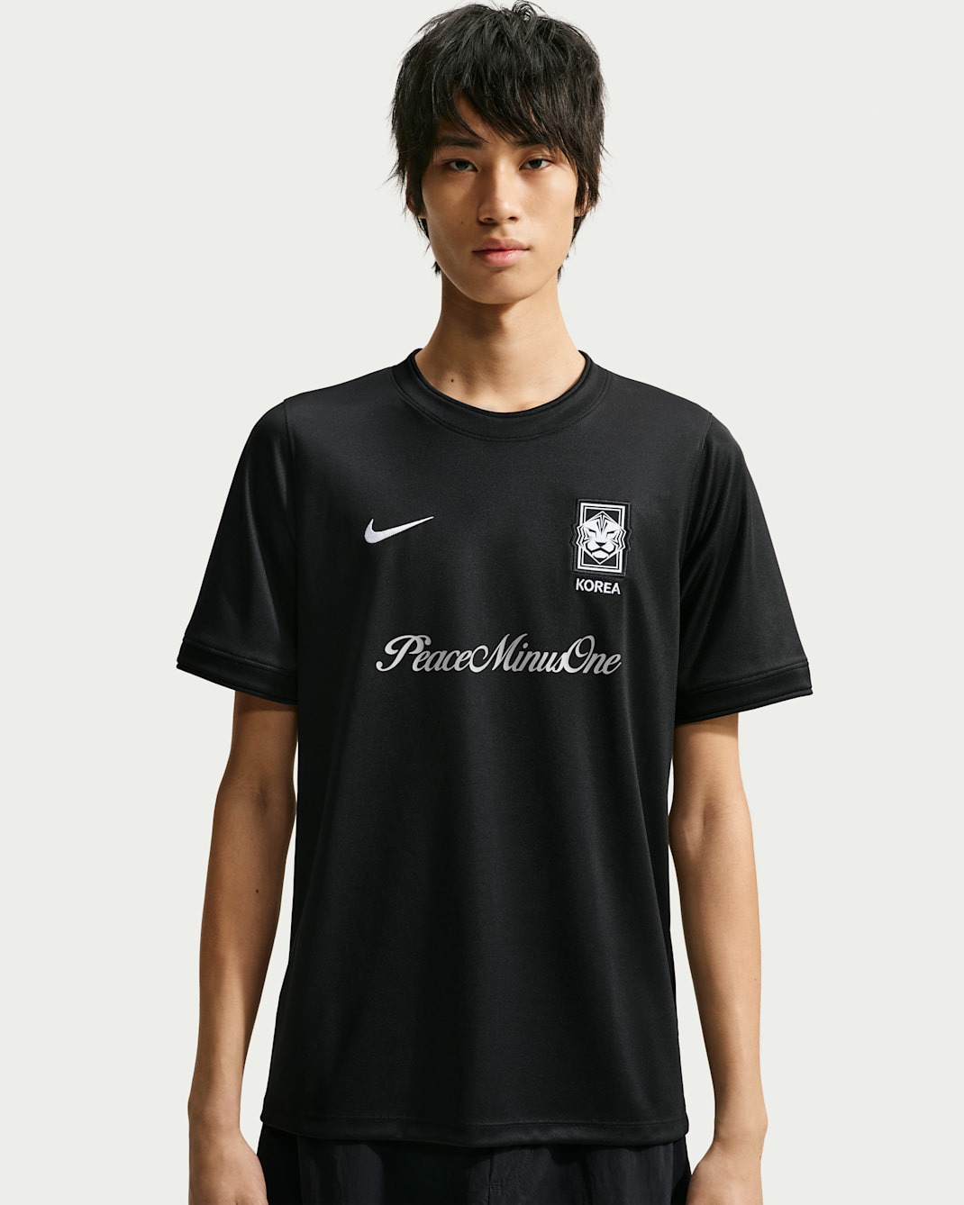 Korea x PEACEMINUSONE Men's Academy Pro Short-Sleeve Soccer Top - Black/White/White