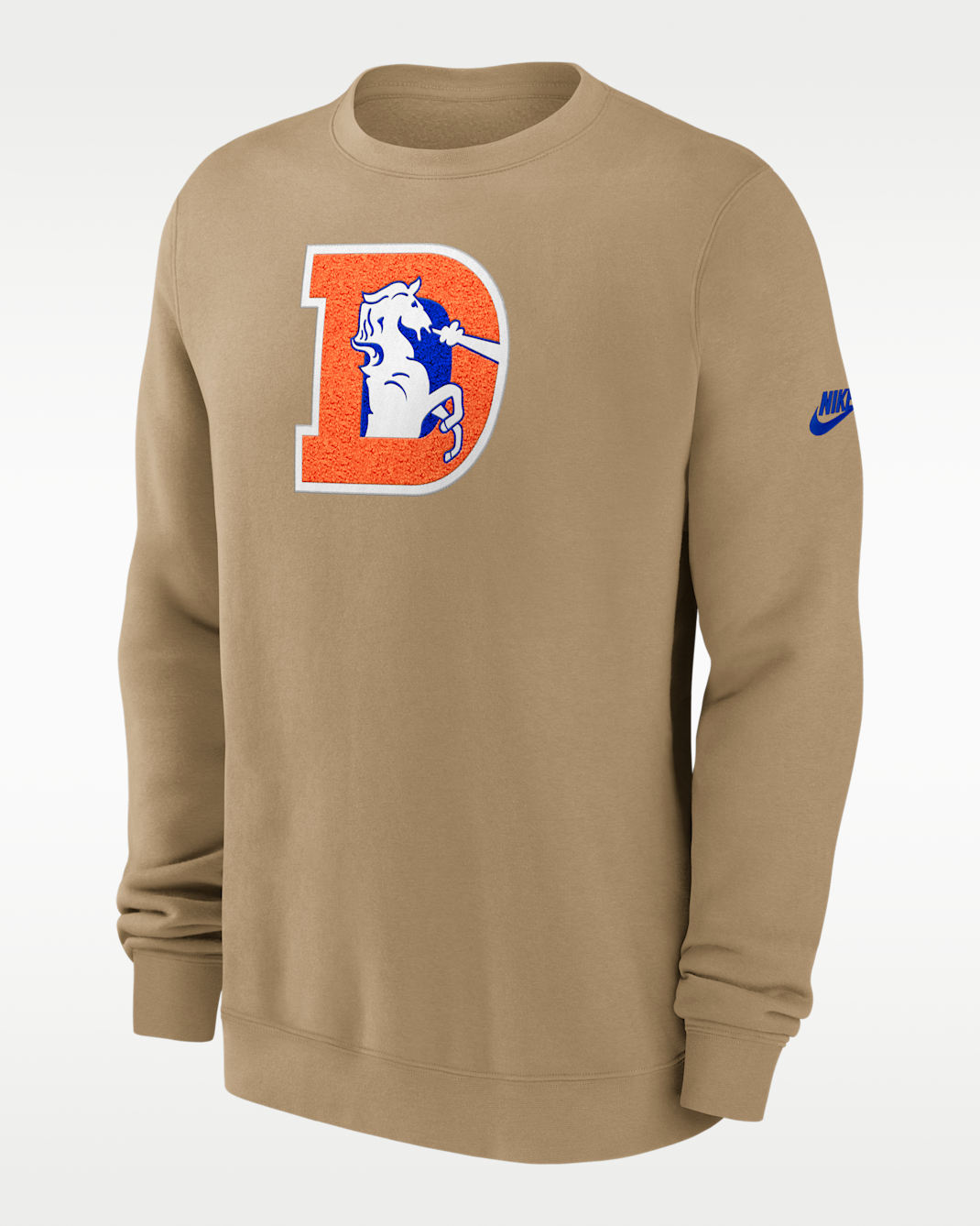 Denver Broncos Swing Pass Rewind Club Men's Nike NFL Pullover Crew - Tan/Beige