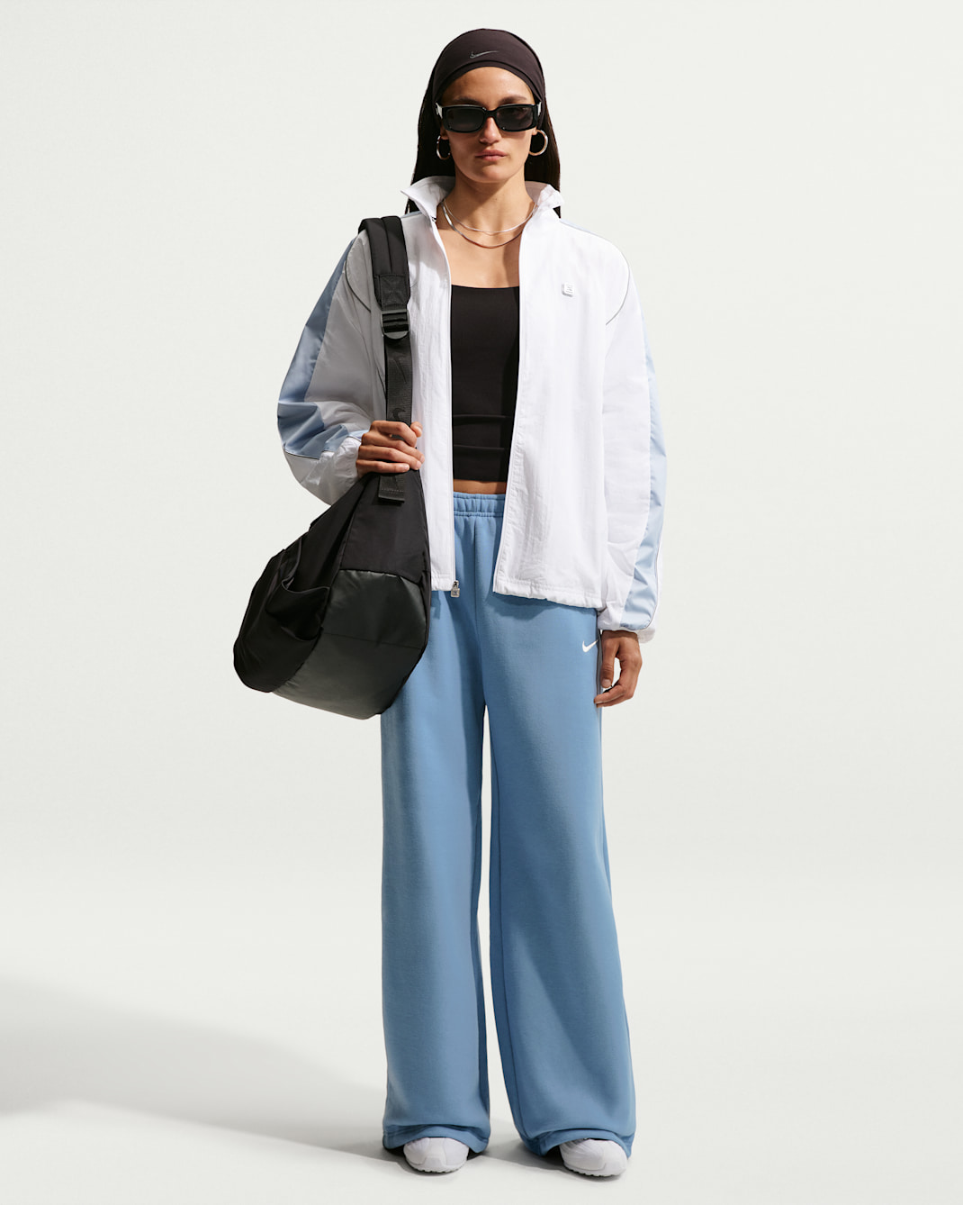 Nike Studio Fleece Medium Weight Women's Mid-Rise Wide-Leg Pants - Work Blue/Sail