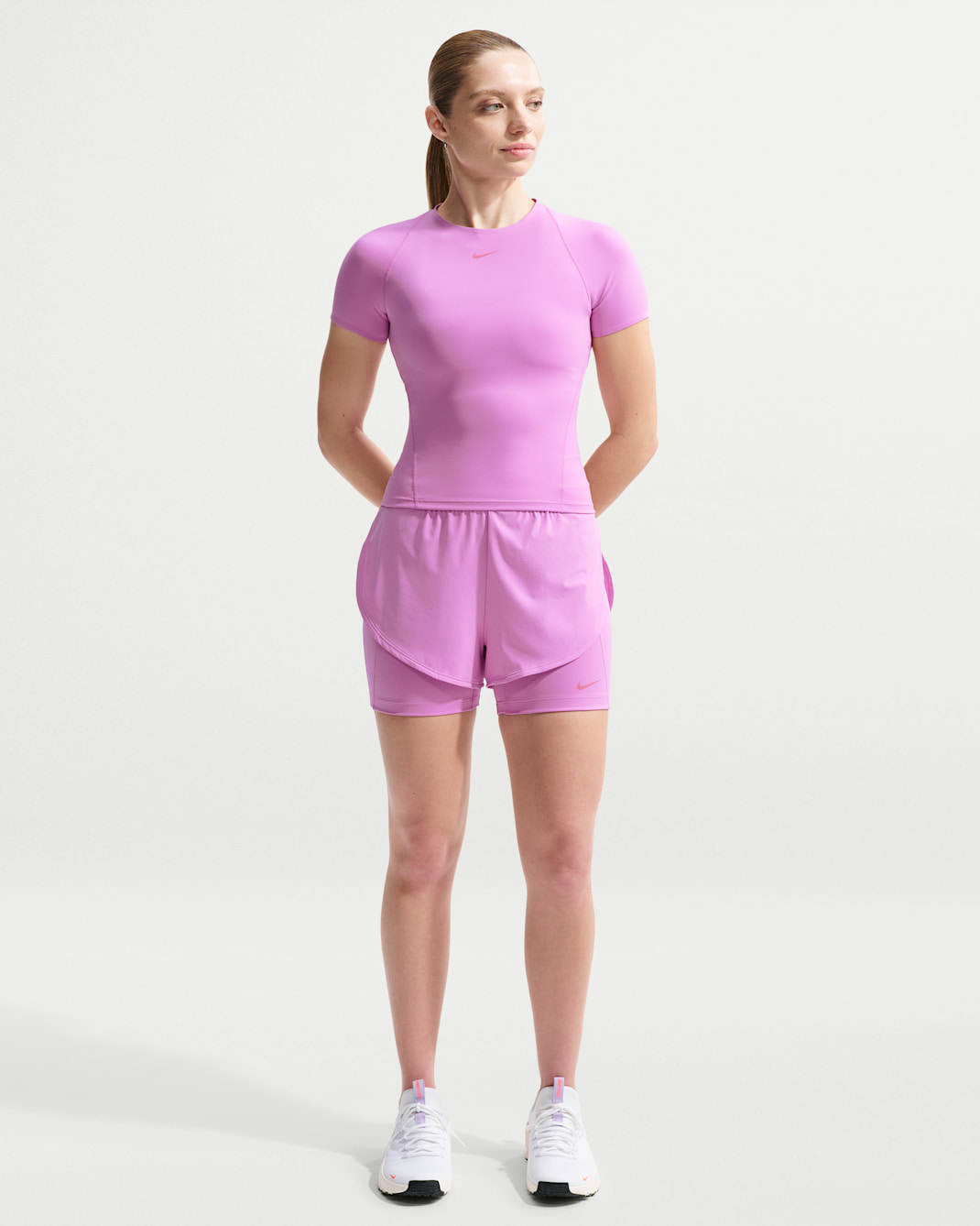 Nike Universa Women's 2-in-1 5" Shorts - Light Magenta/Dark Orchid/Desert Berry