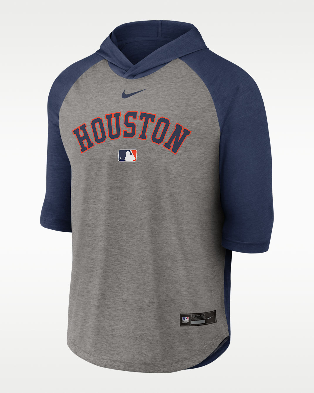 Houston Astros Authentic Collection Flux Men's Nike Dri-FIT MLB 3/4-Sleeve Hooded T-Shirt - Navy