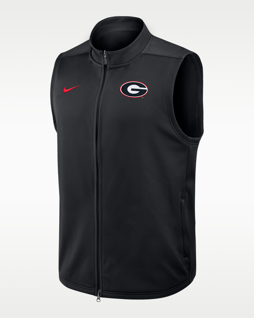 Chaleco universitario Nike Therma-FIT de cierre completo para hombre Georgia Victory - Negro
