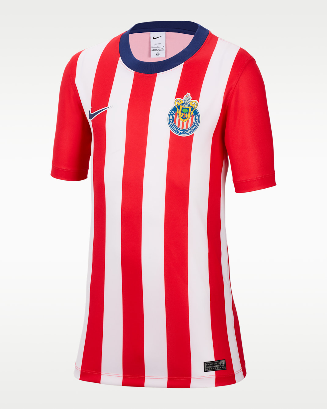 Playera de futbol de manga corta Nike Dri-FIT del C.D. Guadalajara local 2026/27 para niños talla grande - Blanco/Rojo velocidad/Azul fiel