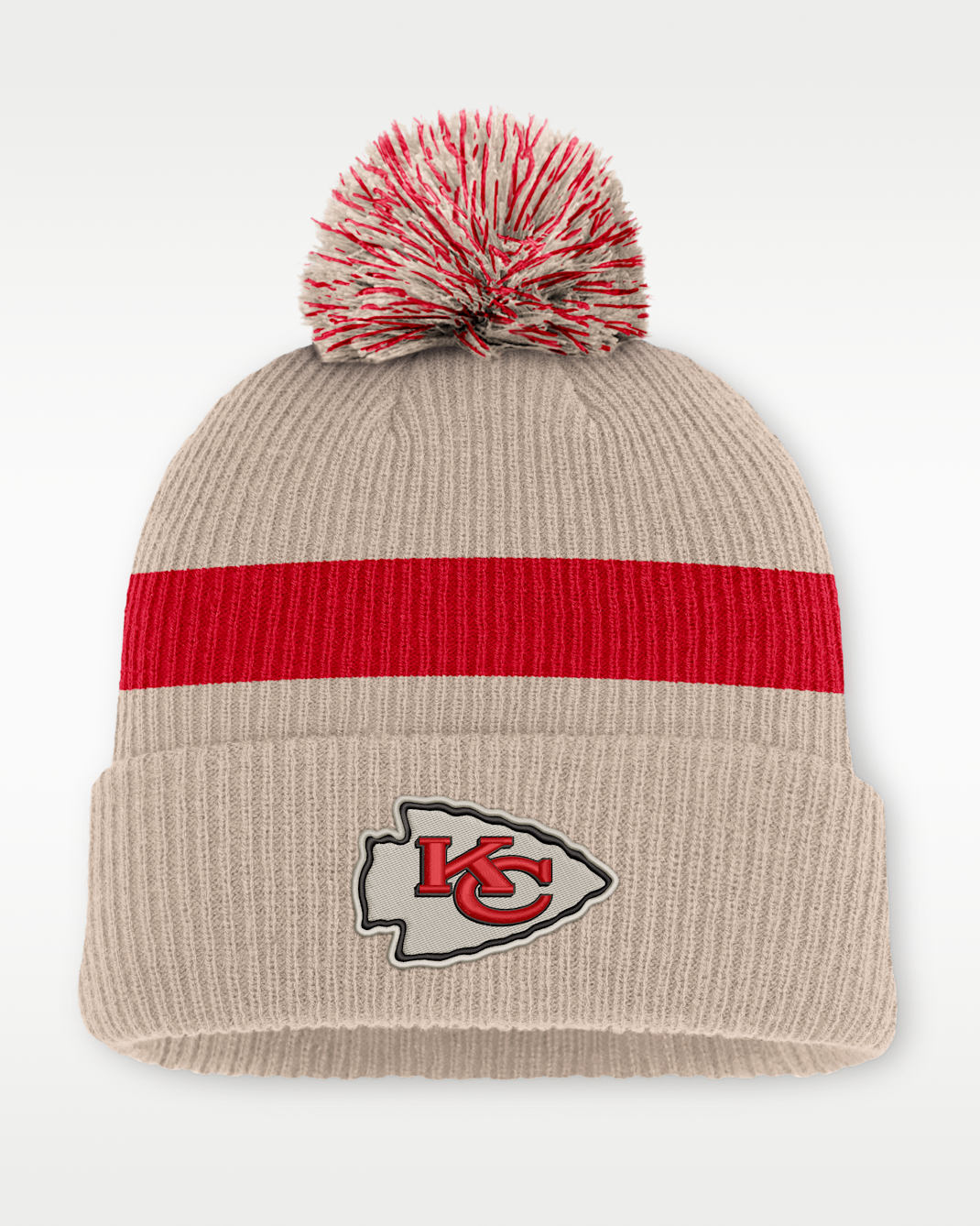 Kansas City Chiefs Rewind Peak Men's Nike NFL Cuffed Pom Beanie - Sand