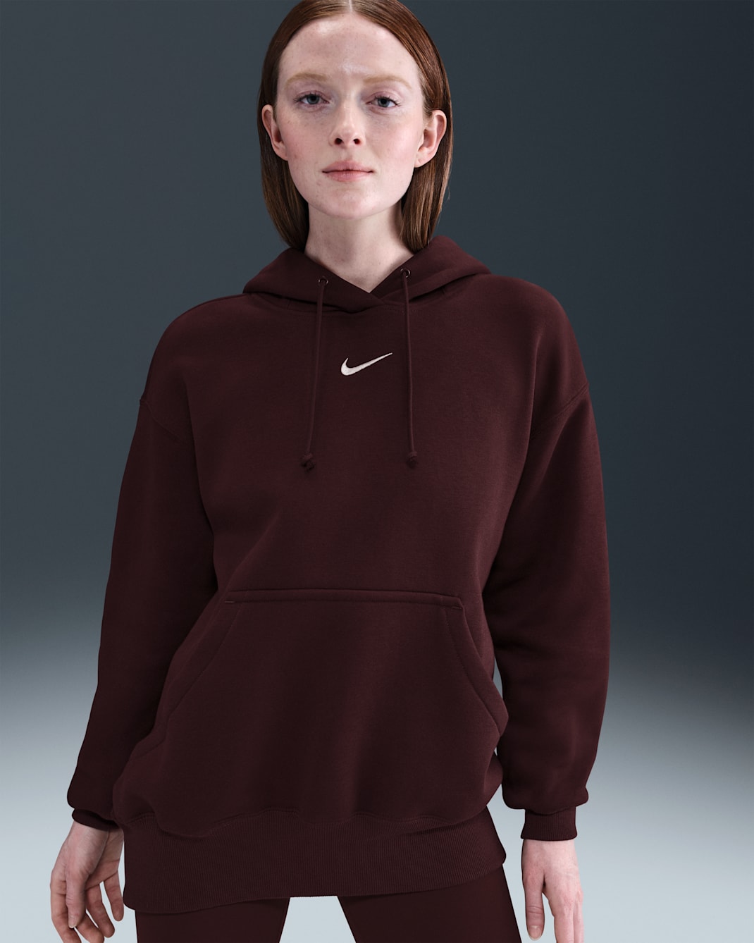Sudadera con gorro sin cierre oversized para mujer Nike Sportswear Phoenix Fleece - Burdeos enérgico/Vela