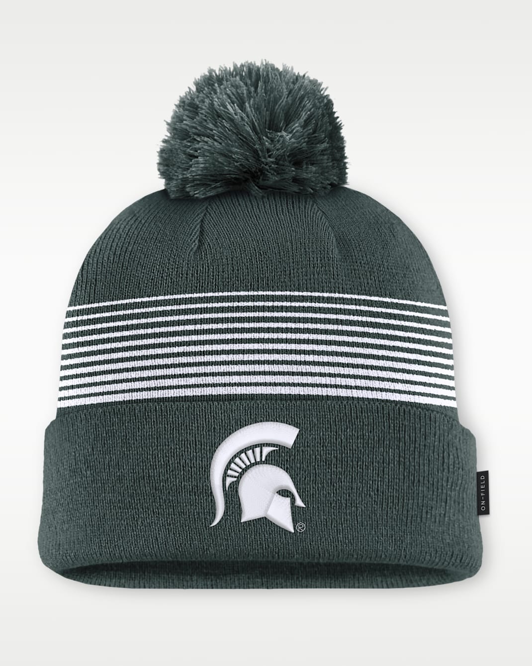 Gorro con dobladillo y pompón universitario Nike para hombre Michigan State Sideline Peak - Verde pro/Blanco