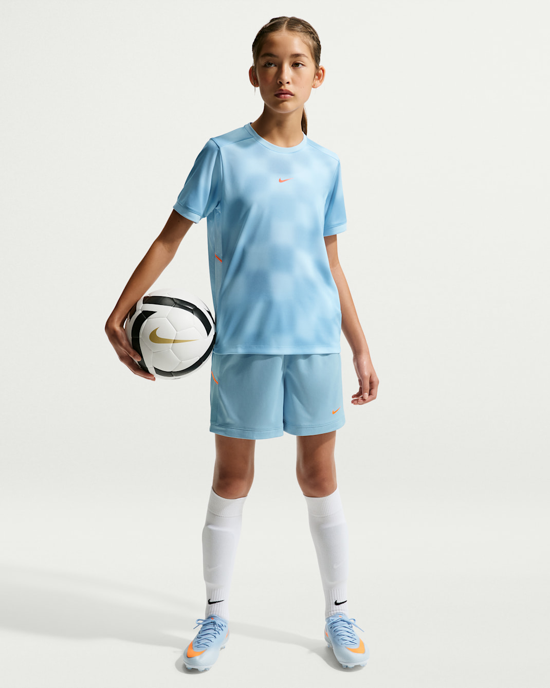 Nike United Academy Big Kids' (Girls') Dri-FIT 4" Soccer Shorts - Leche Blue/Celestine Blue/Total Orange