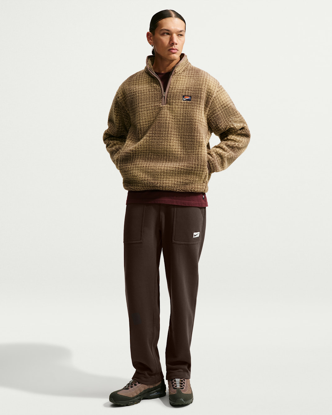 Nike Sportswear-fleecebukser med åben kant forneden til mænd - Baroque Brown/Sail