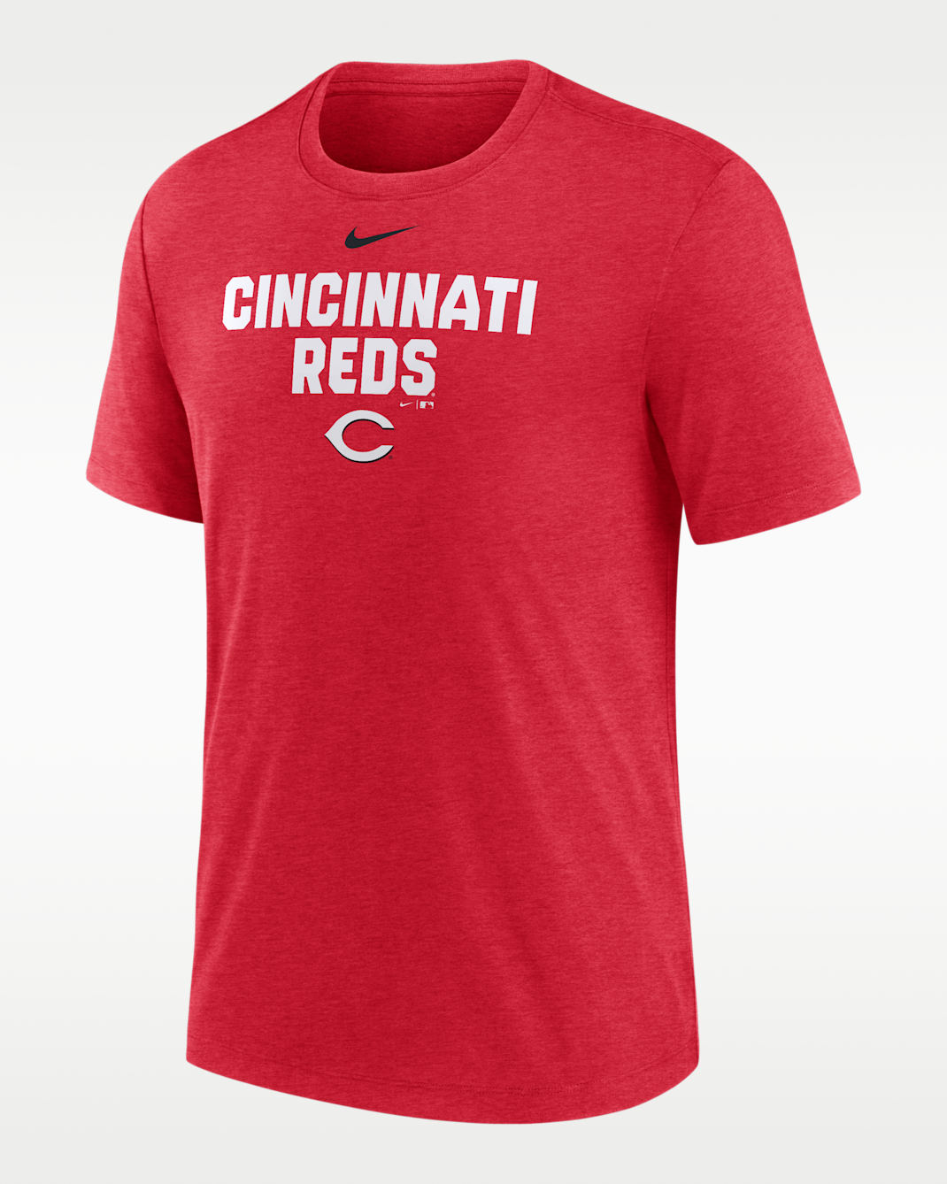 Cincinnati Reds Stacked Men's Nike MLB T-Shirt - Red Heather
