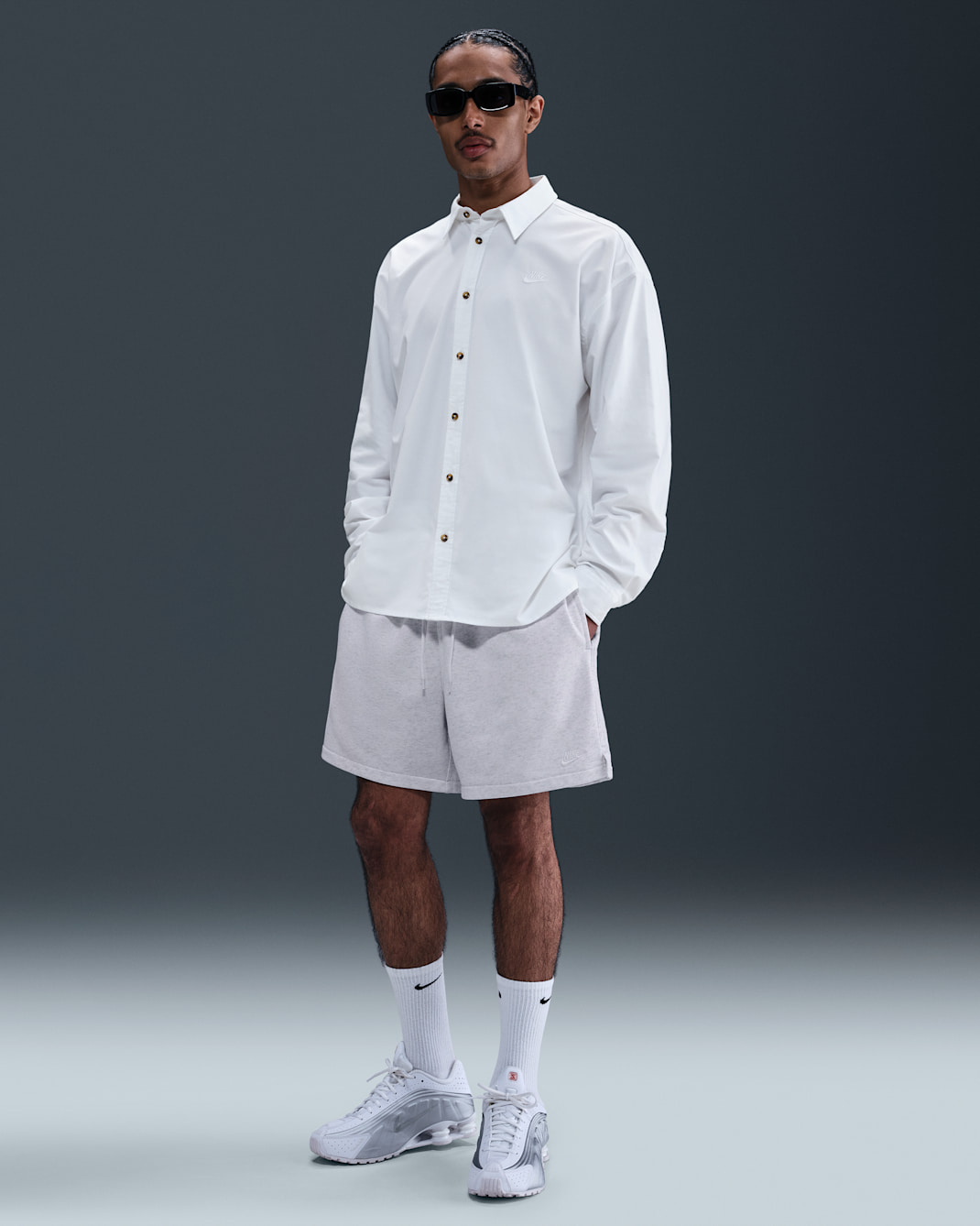 Nike Club Men's French Terry Flow Shorts - Birch Heather/White/White