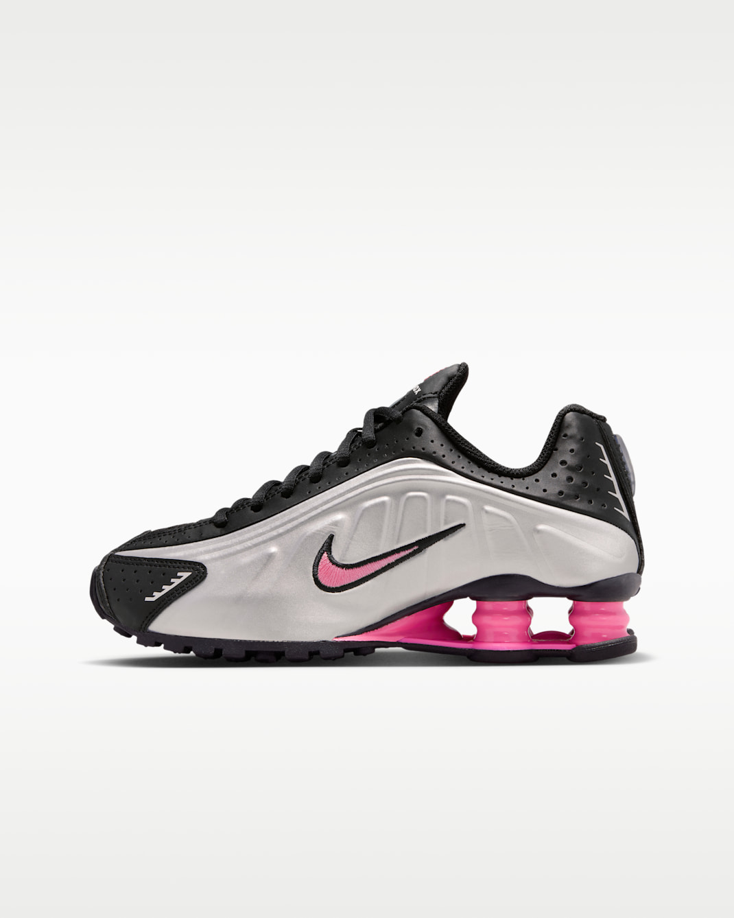 Nike Shox R4 Big Kids' Shoes - Black/Pinksicle/Metallic Silver