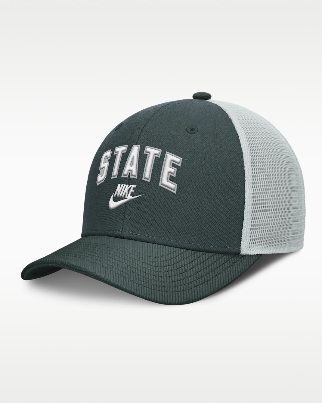 Michigan State Legacy Arch Rise Men's Nike Dri-FIT College Trucker Adjustable Hat - Green