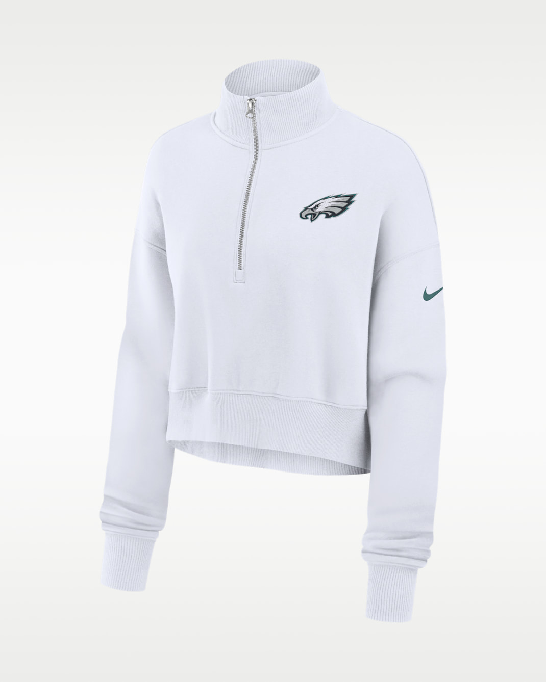 Philadelphia Eagles Primetime Phoenix Women's Nike NFL Oversized Cropped 1/4-Zip Crew - White