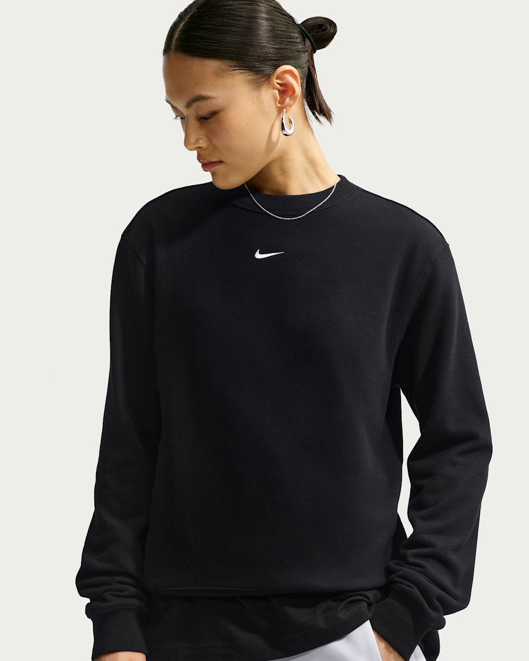 Nike Studio Fleece Lightweight Women's Crew - Total Black/Sail