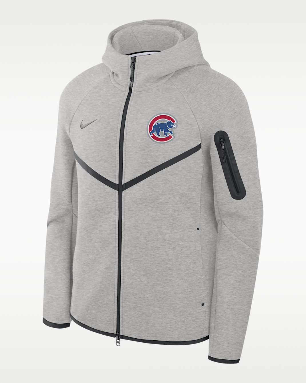 Chicago Cubs Tech Fleece Windrunner Men's Nike MLB Full-Zip Hooded Jacket - Grey