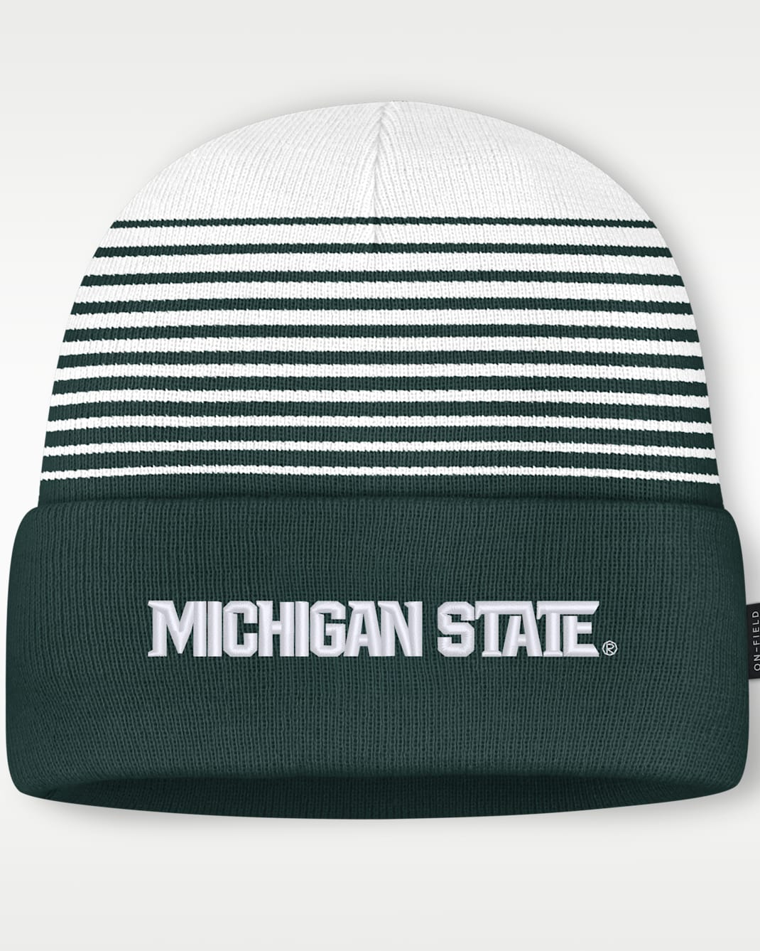 Michigan State Sideline Utility Men's Nike College Cuffed Beanie - Pro Green/White