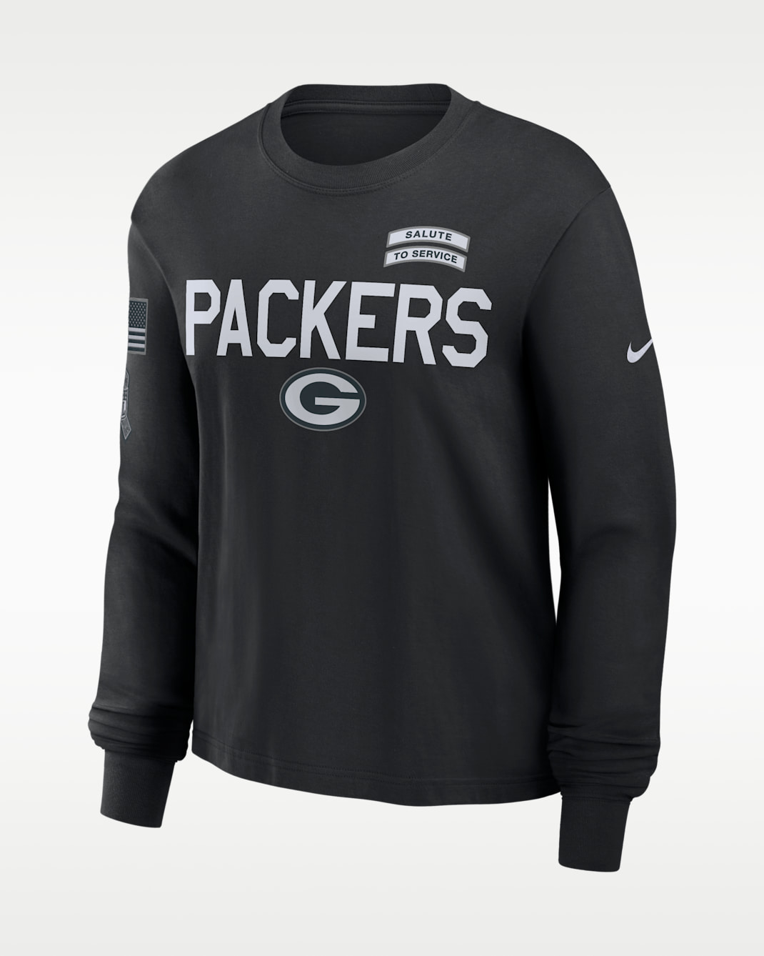 Green Bay Packers Salute to Service Sideline Women's Nike Dri-FIT NFL Long-Sleeve T-Shirt - Black