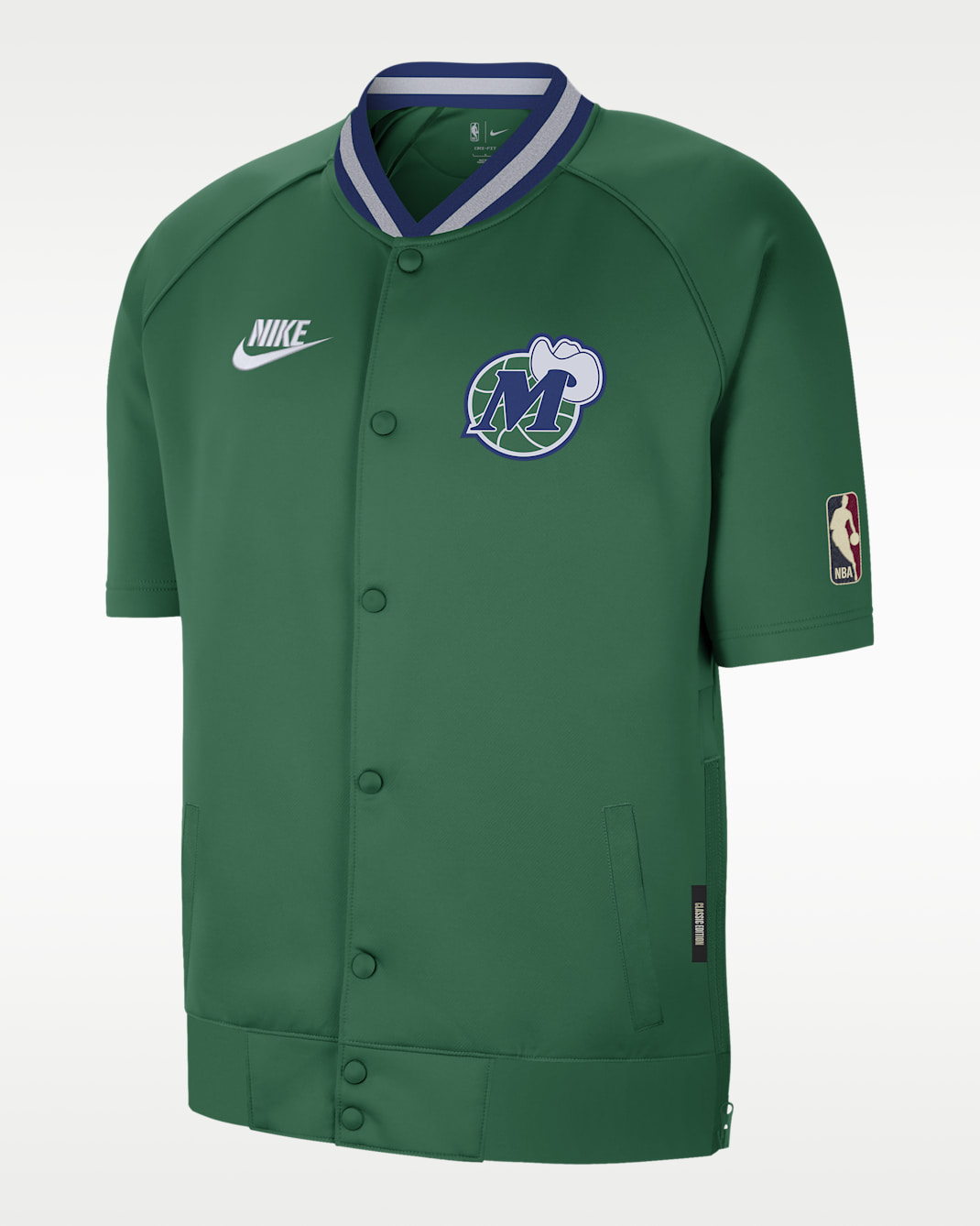 Dallas Mavericks Hardwood Classics Men's Nike Dri-FIT NBA Short-Sleeve Jacket - Clover