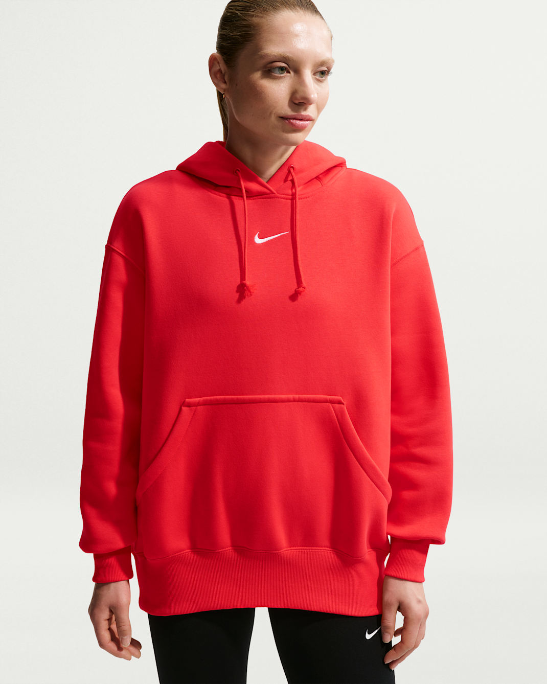 Sudadera con gorro sin cierre oversized para mujer Nike Sportswear Phoenix Fleece - Carmesí claro/Vela