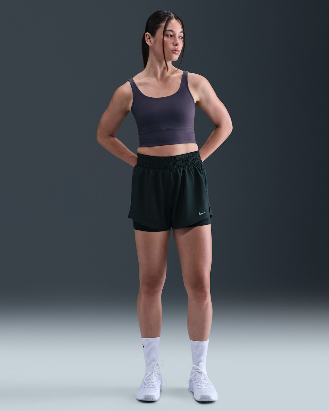 Nike One Women's Dri-FIT High-Waisted 3" 2-in-1 Shorts - Seaweed