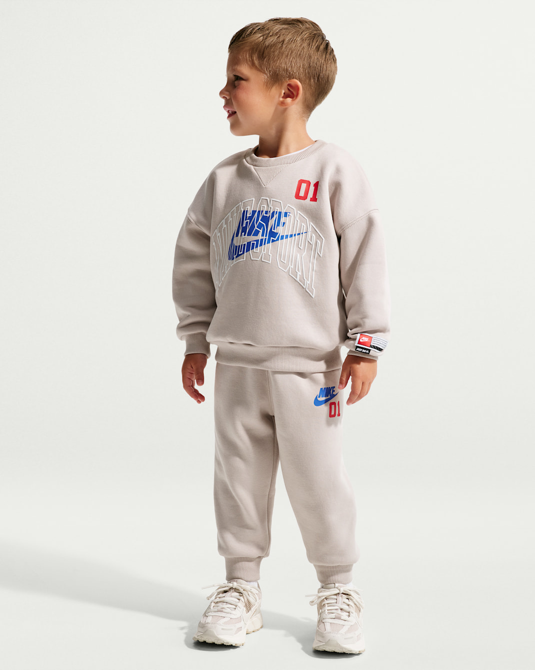 Nike Sportswear Toddler Multisport 2-Piece Fleece Crew Set - Moon Particle