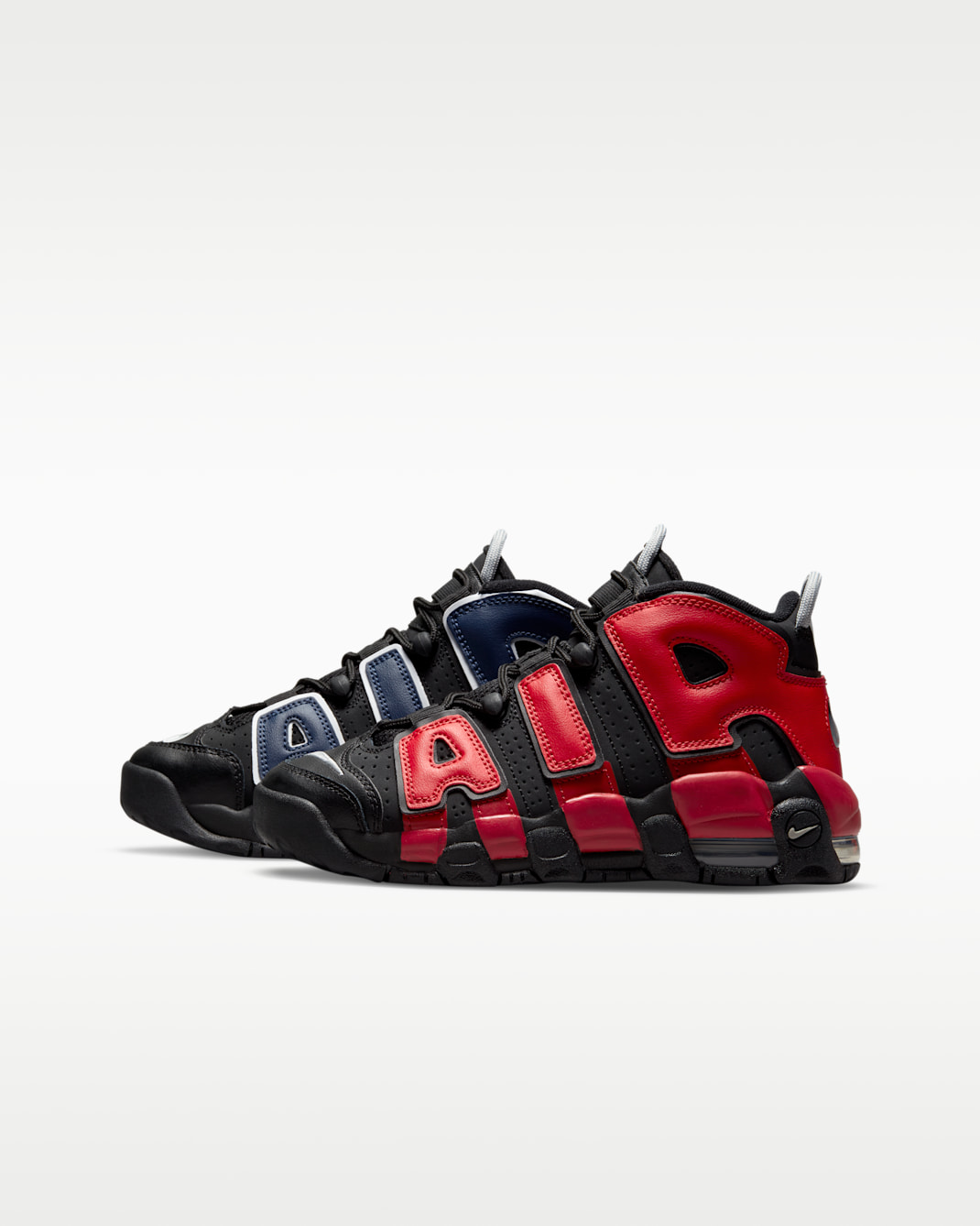 Nike Air More Uptempo Big Kids' Shoes - Black/Midnight Navy/White/University Red