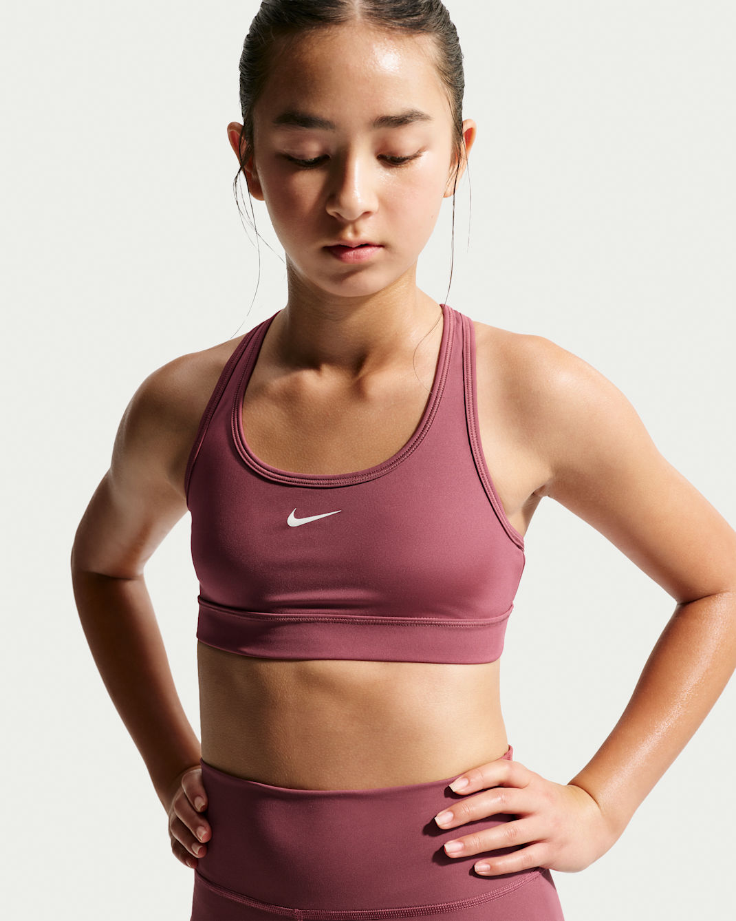 Nike Swoosh Girls' Sports Bra - Pink Smoke