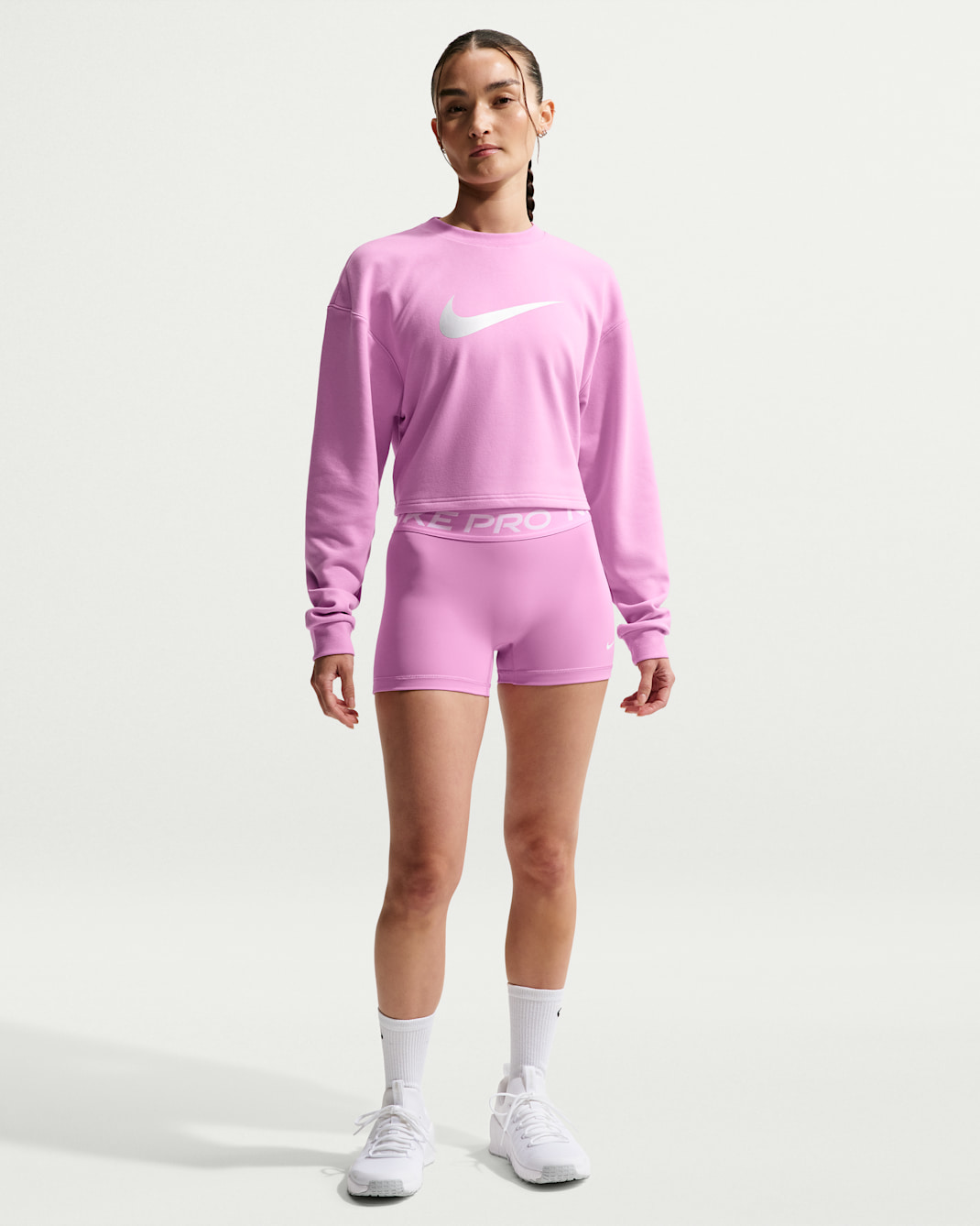 Nike Pro Women's Mid-Rise 7.5cm (approx.) Biker Shorts - Light Magenta/White