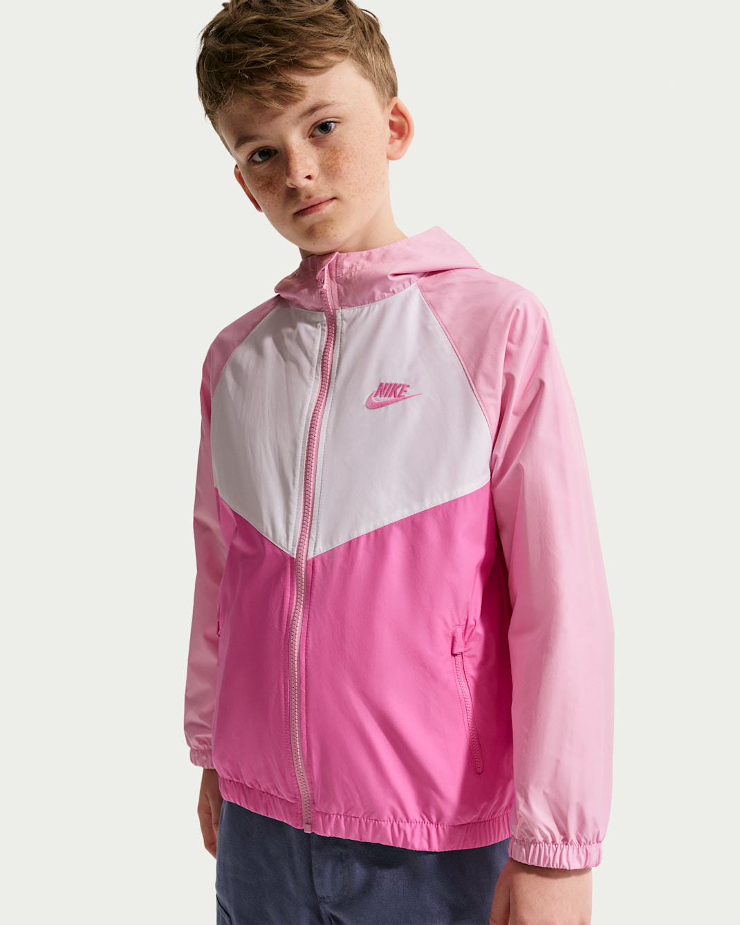 Nike Sportswear Windrunner Older Kids' Hooded Repel Jacket - Pink Rise/Playful Pink/White/Playful Pink