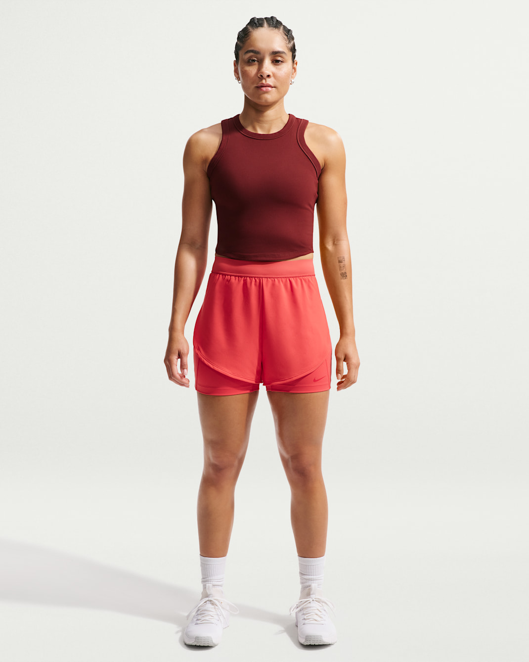 Shorts 2 en 1 de 13 cm para mujer Nike Universa - Carmesí claro/Rojo universitario/Rojo universitario