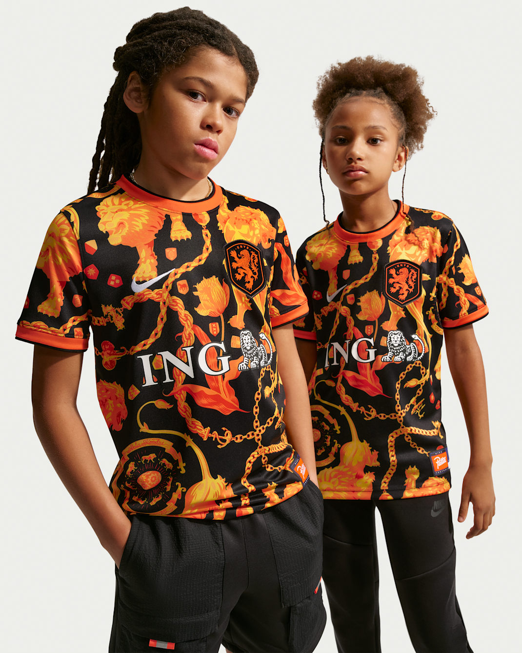Netherlands x Patta Older Kids' Short-Sleeve Football Top - Black/White