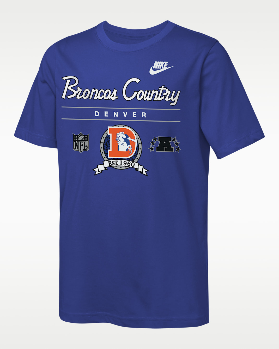 Denver Broncos Rewind Hometown Slub Big Kids' Nike Dri-FIT NFL T-Shirt - Royal