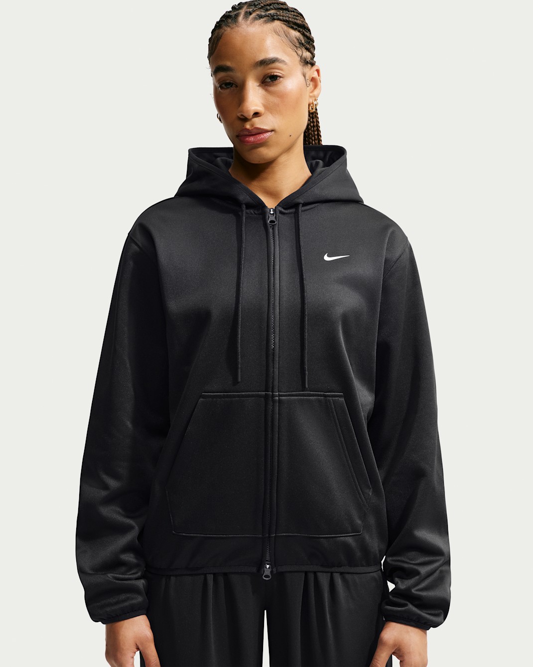 Nike Studio Fleece Sport Women's Therma-FIT Full-Zip Hoodie - Black/White